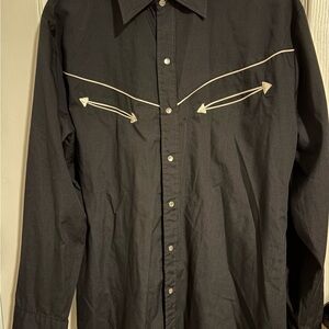 Long sleeved Black Pearl Snaps with smiley pockets